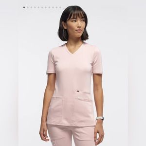 Jaanuu 4-Pocket V-Neck SPINryx Pink/Blush Scrub Top